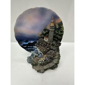 Classic Treasures 2pc Porcelain Plate Polyresin Display Base Lighthouse -